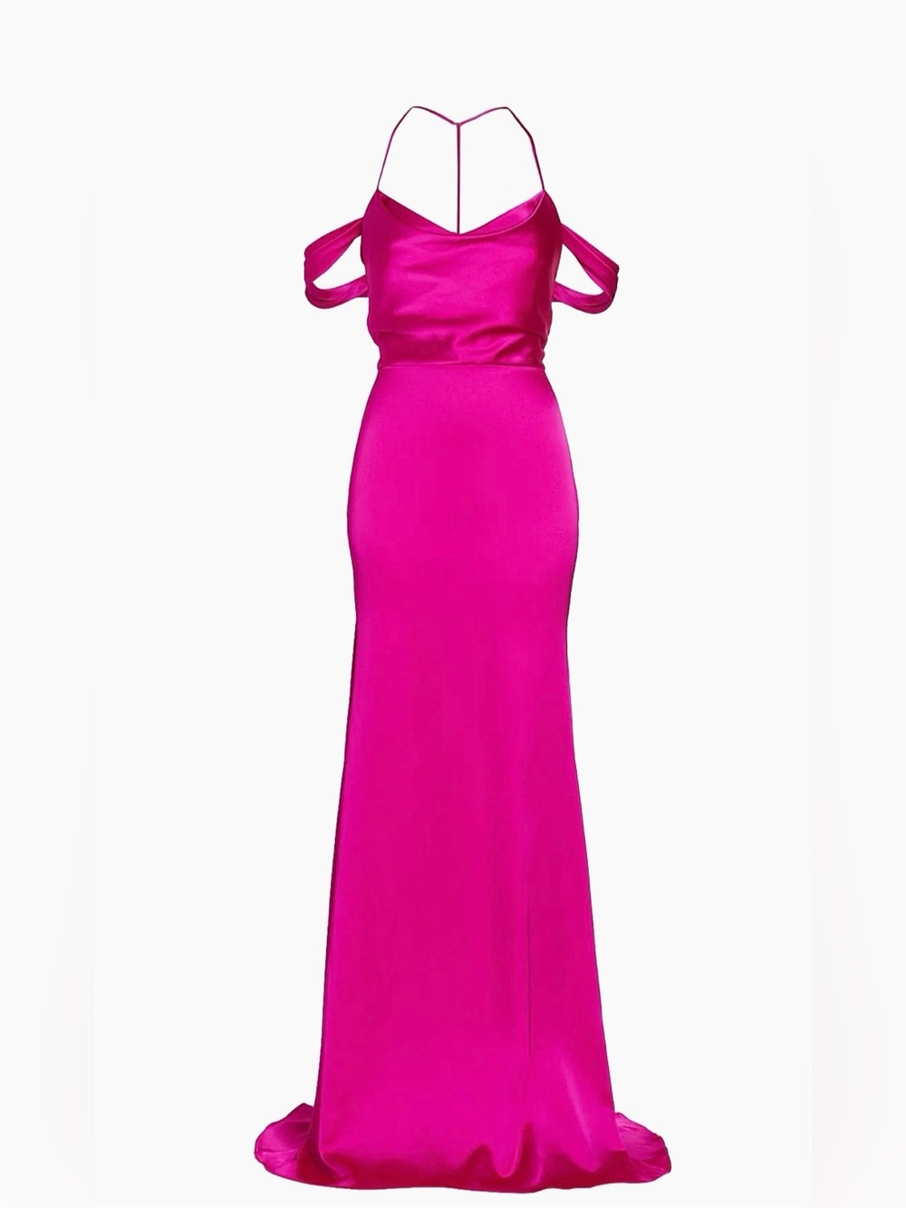 NWT Vera Wang Bride Muriel Satin Fuchsia Off-Shoulder Evening Gown Size 4